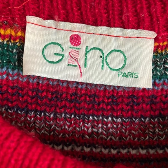 Vintage GINO PARIS Colorful Multicolor Cardigan Sweater made in France Sz Large - Picture 6 of 12